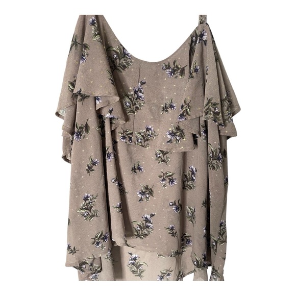 Torrid Floral Ruffle SheerTan with Gold Dots Top  Sz 3X - Picture 2 of 10